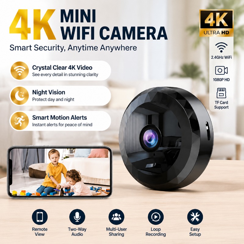 Home Security Ai - 4K Mini WiFi Camera Wireless Security