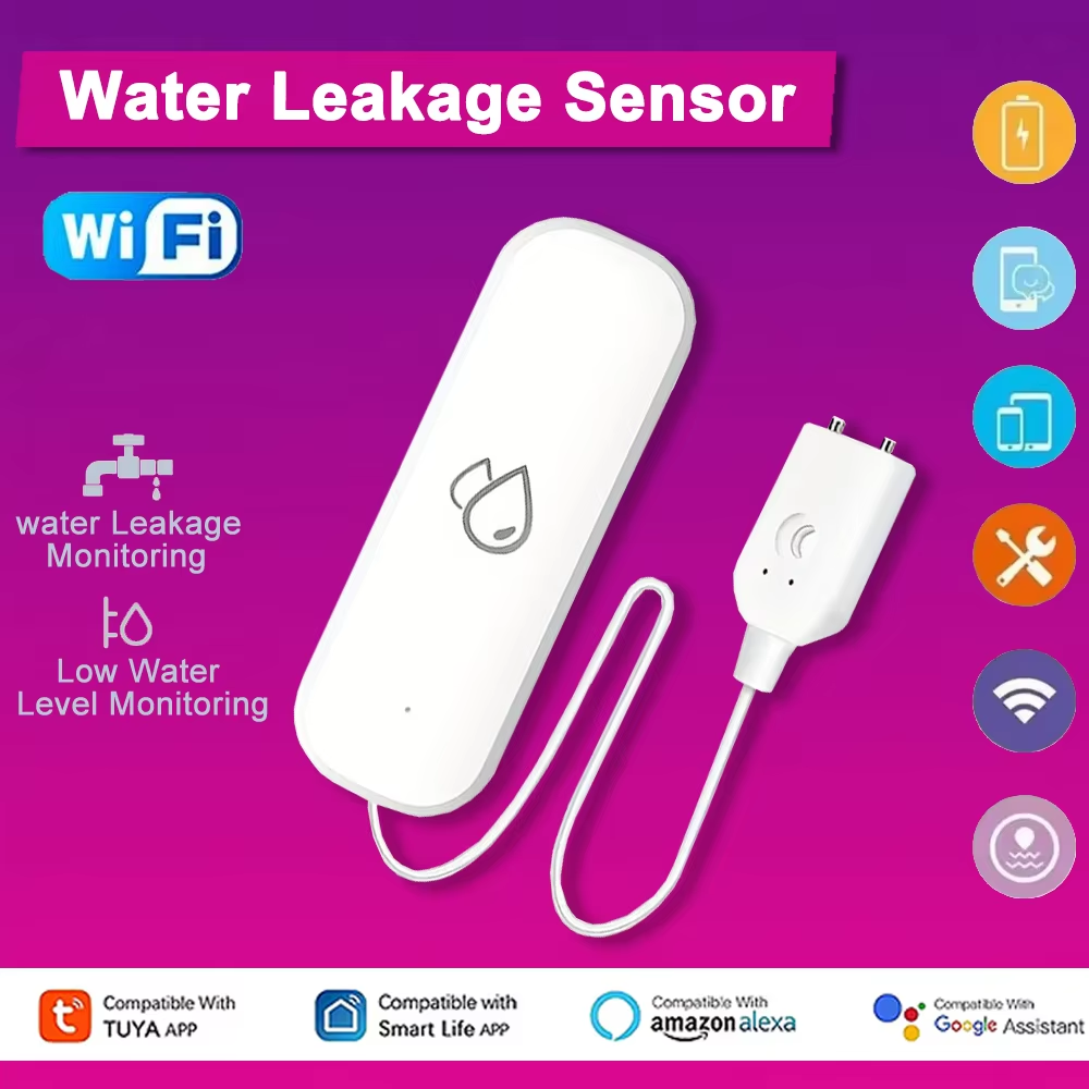 Home Security Monitor - Tuya WiFi Water Leakage Alarm Sensor