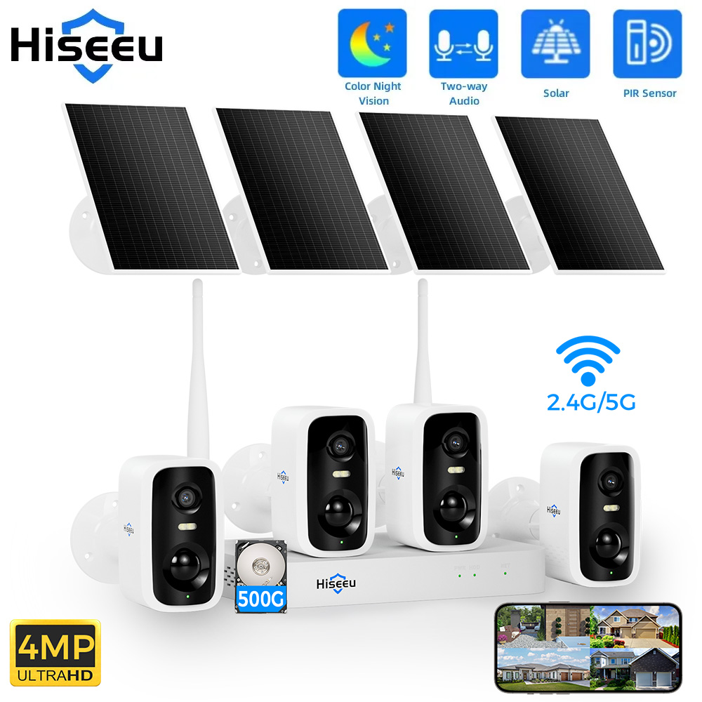 Home Security Monitor - Hiseeu 10CH NVR 4MP WiFi Solar