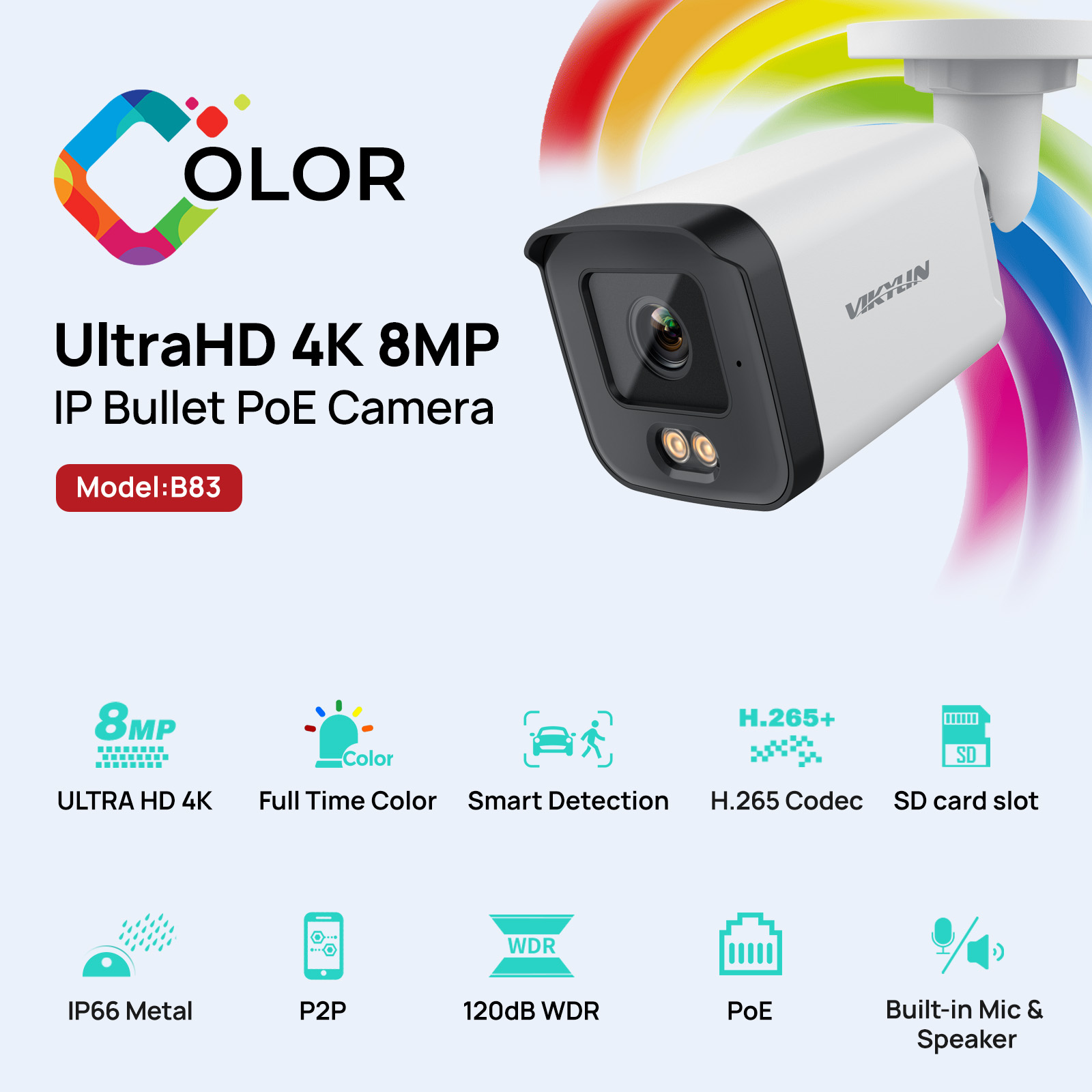 Home Security Service - VIKYLIN Full Colo 8MP HD IP