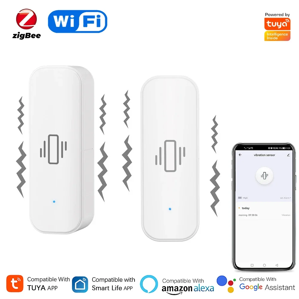 Home Security Monitor - Tuya WiFi/Zigbee Smart Vibration Sensor Home