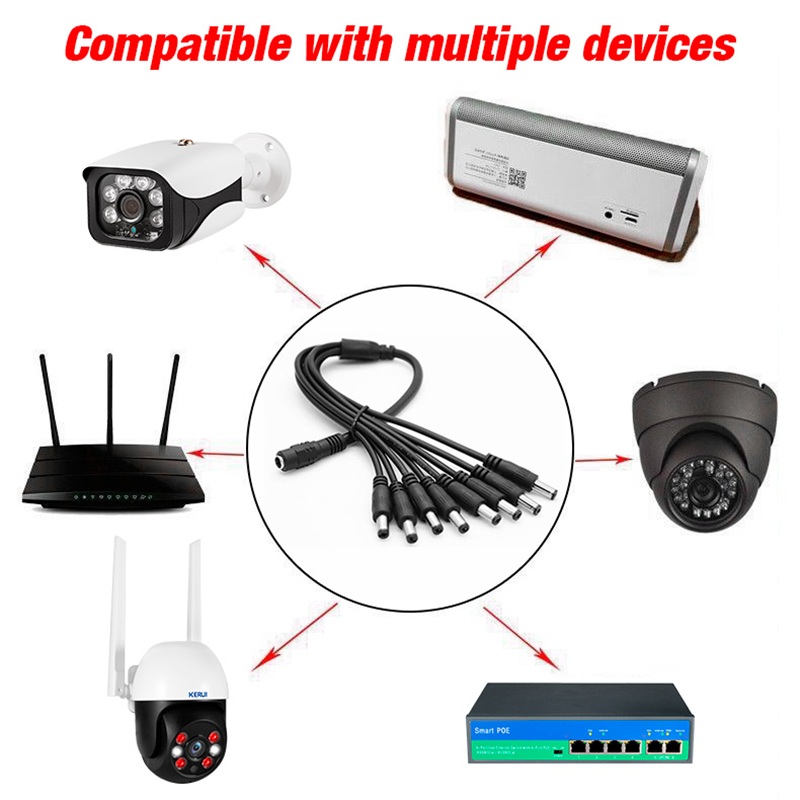 5.5 x 2.1mm 1 Female to 2 4 8  - Home Security Diy 评论和价格
