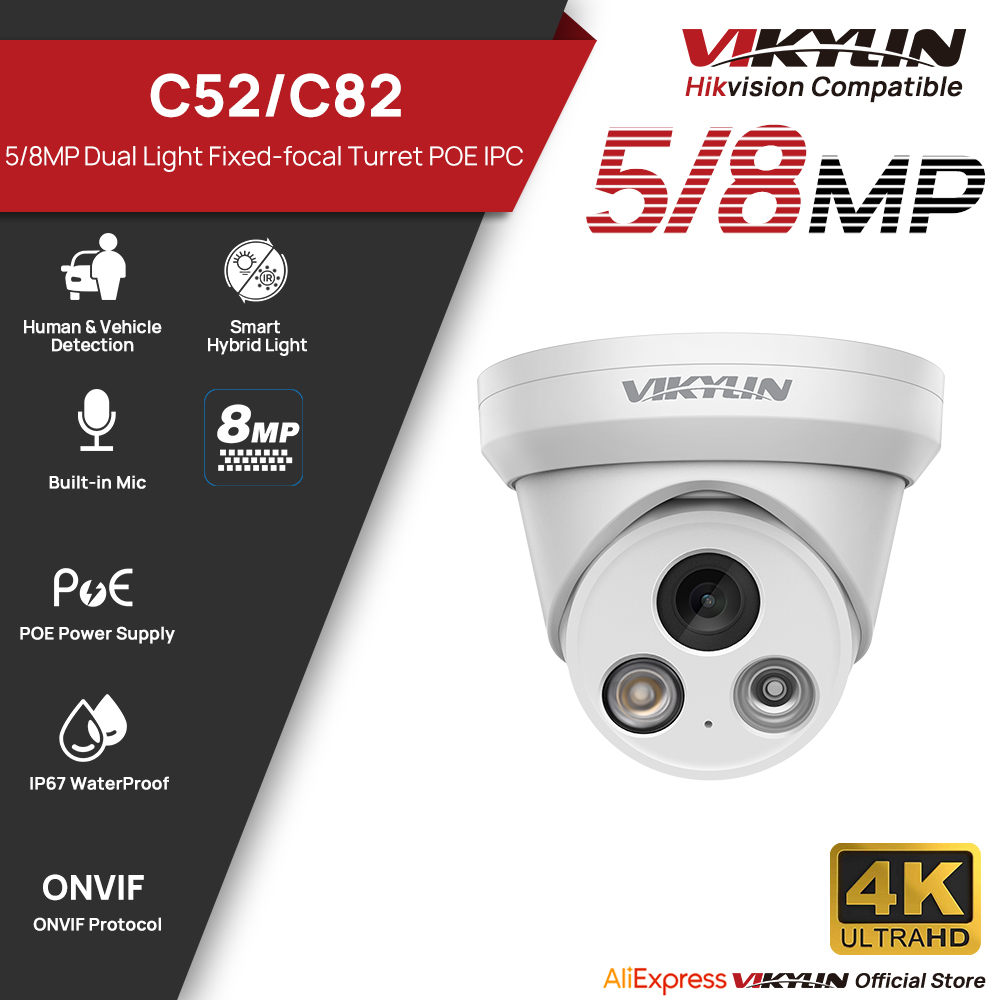 VIKYLIN 5/8MP 4K IP Camera Dua - Home Security Service 评论和价格