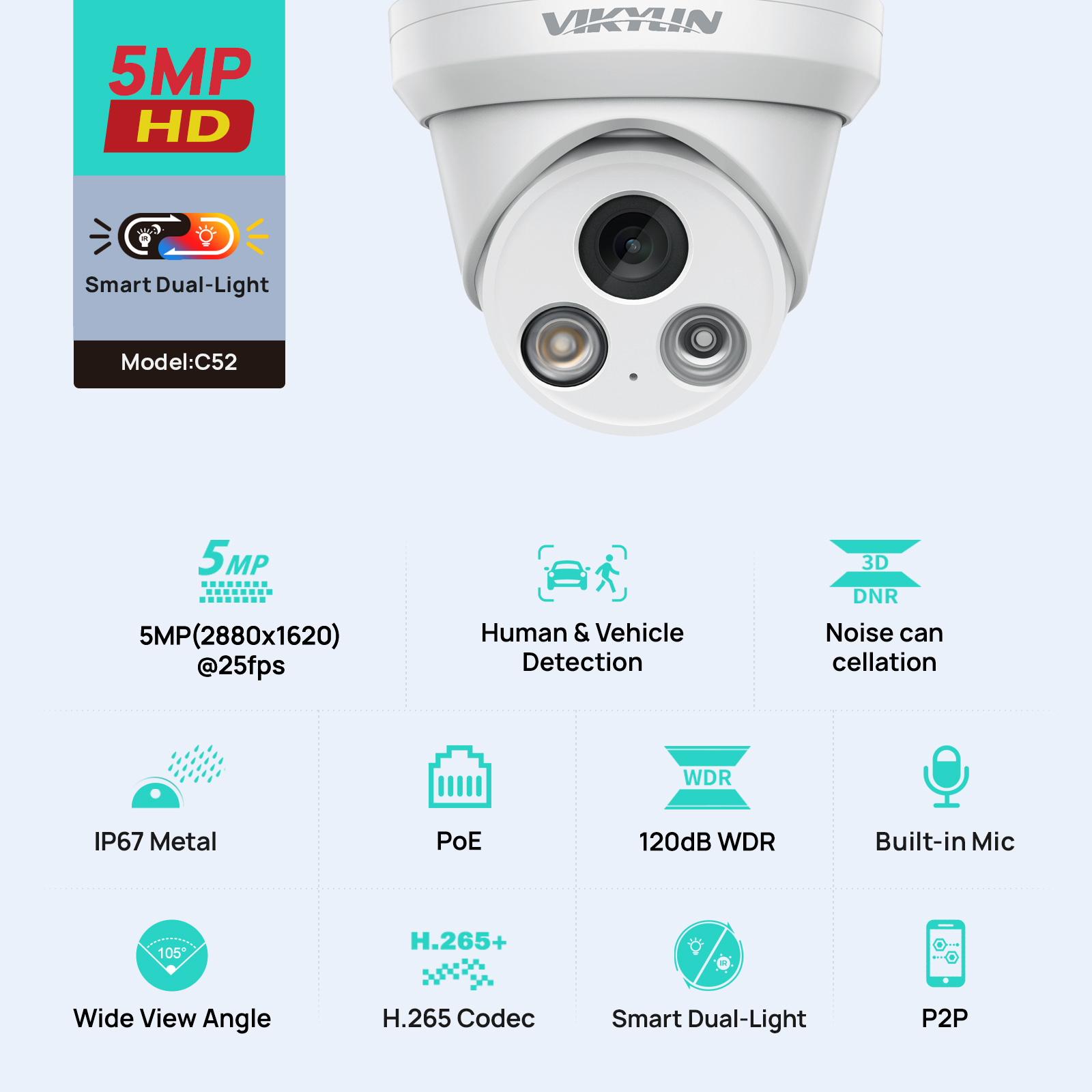 VIKYLIN 5MP Smart Dual Light I - Home Security Service 评论和价格