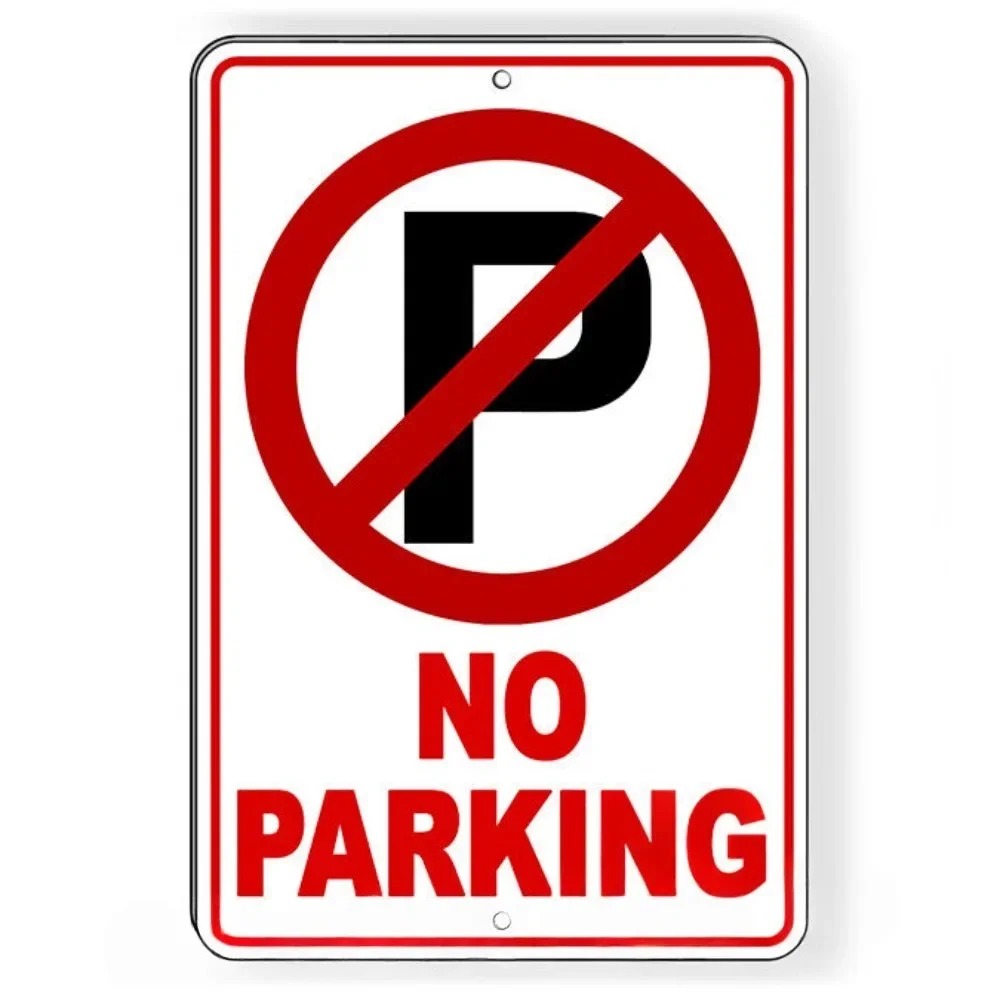 No Parking Metal Tin Sign, Red - Home Security Logo 评论和价格