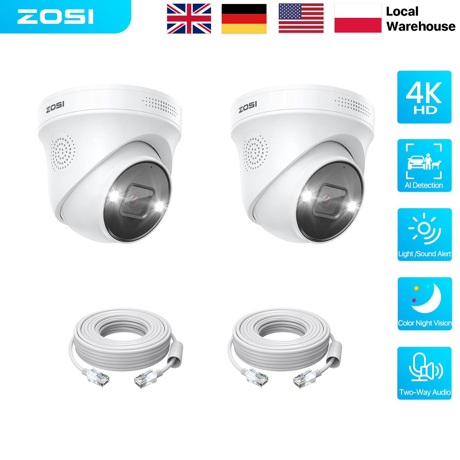 ZOSI 8MP 5MP PoE Dome Camera S - Home Security Ai 评论和价格