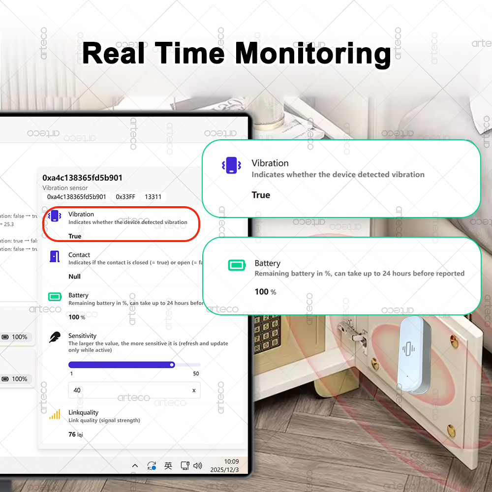 Smart ZigBee 3.0 Vibration Sen - Home Security Monitor 评论和价格