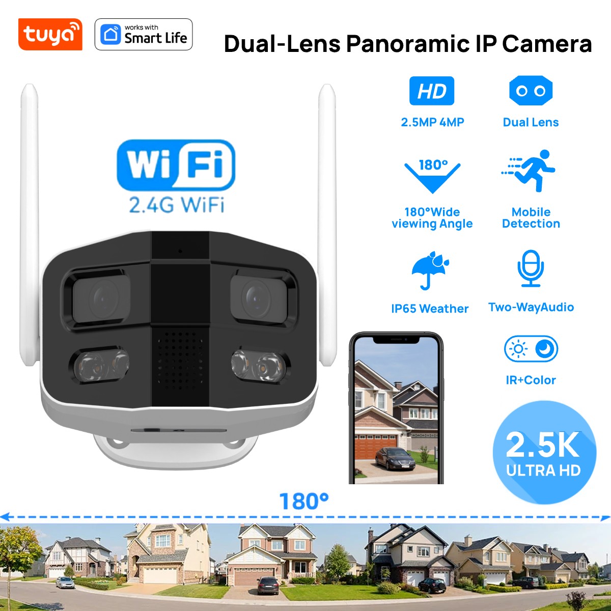 Tuya Smart 4MP 2.5K Dual-Lens  - Home Security Camera Xiaomi 评论和价格