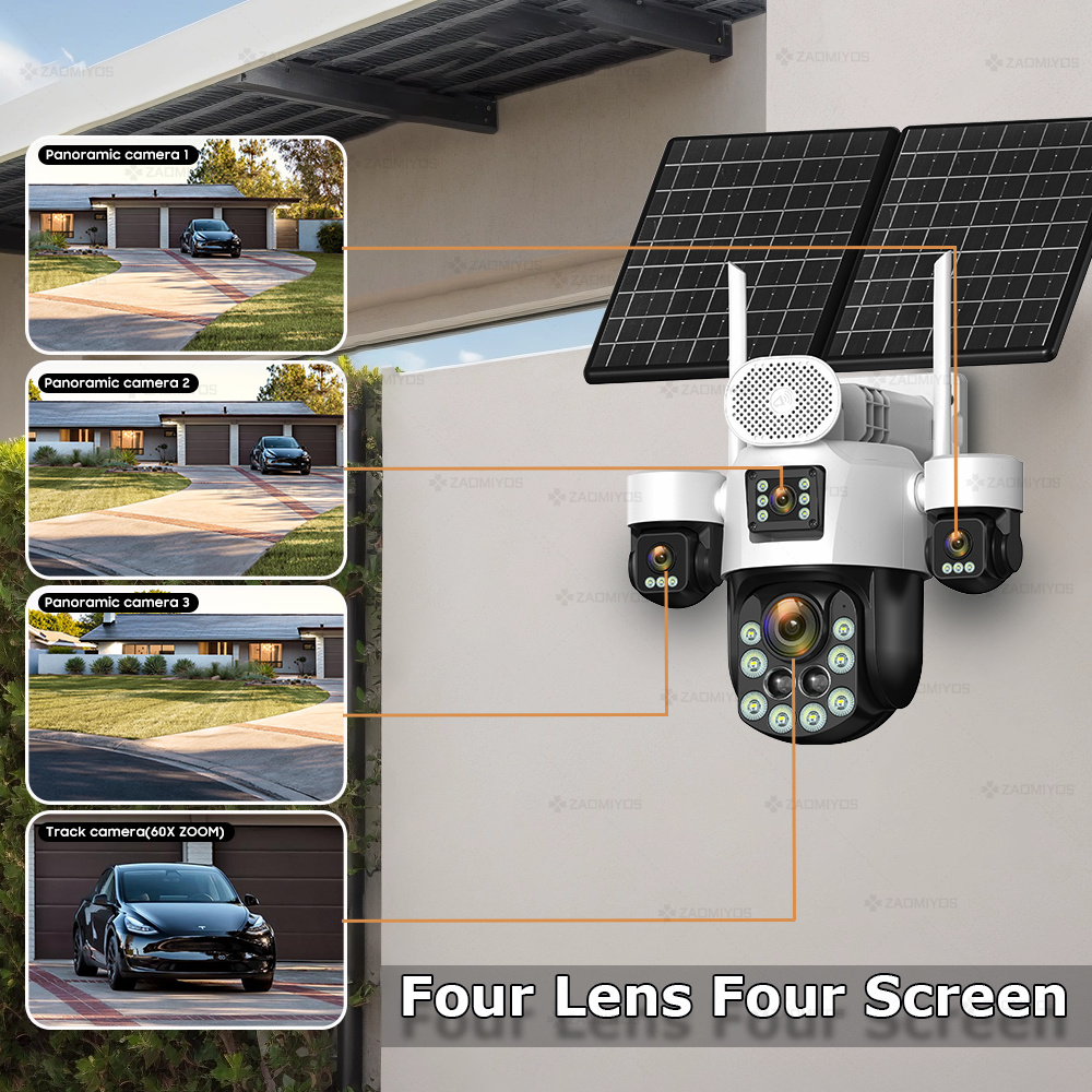 4 Lens Outdoor 360° Surveillan - Home Security Diy 评论和价格