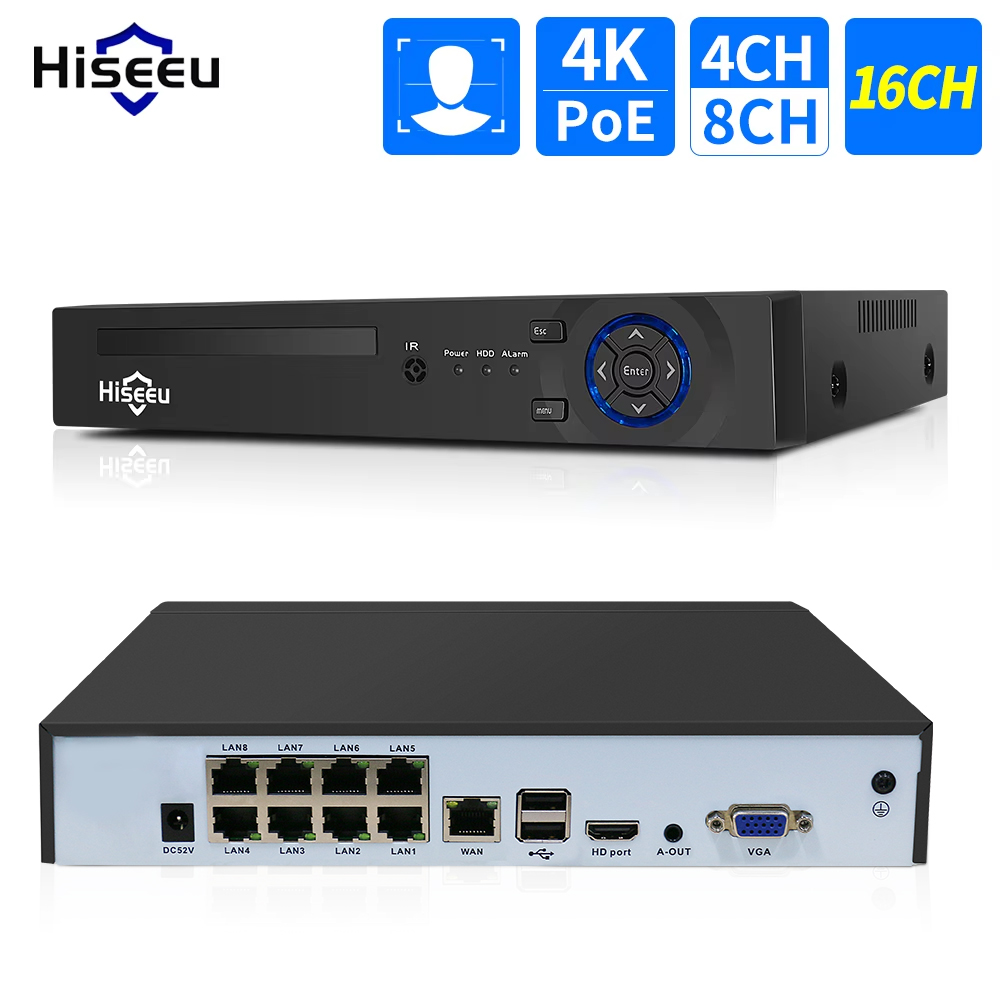 Hiseeu 4CH 10CH 16CH 4K 8MP 5M - Home Security Camera 评论和价格