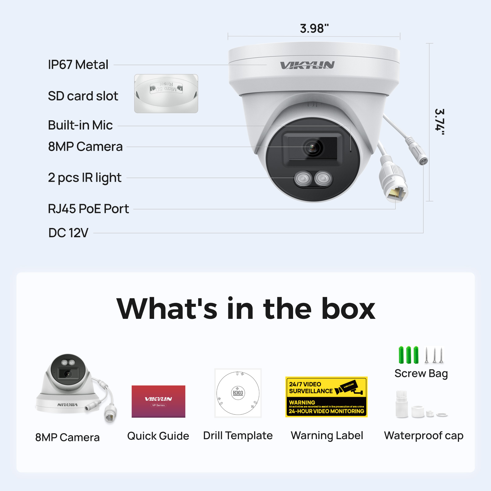 VIKYLIN 8MP HD IP Security Cam - Home Security Service 评论和价格