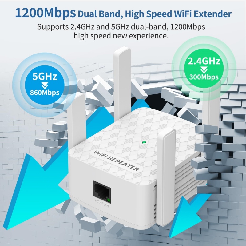 1200Mbps WiFi Repeater 2.4&5.8 - Home Security And Internet 评论和价格