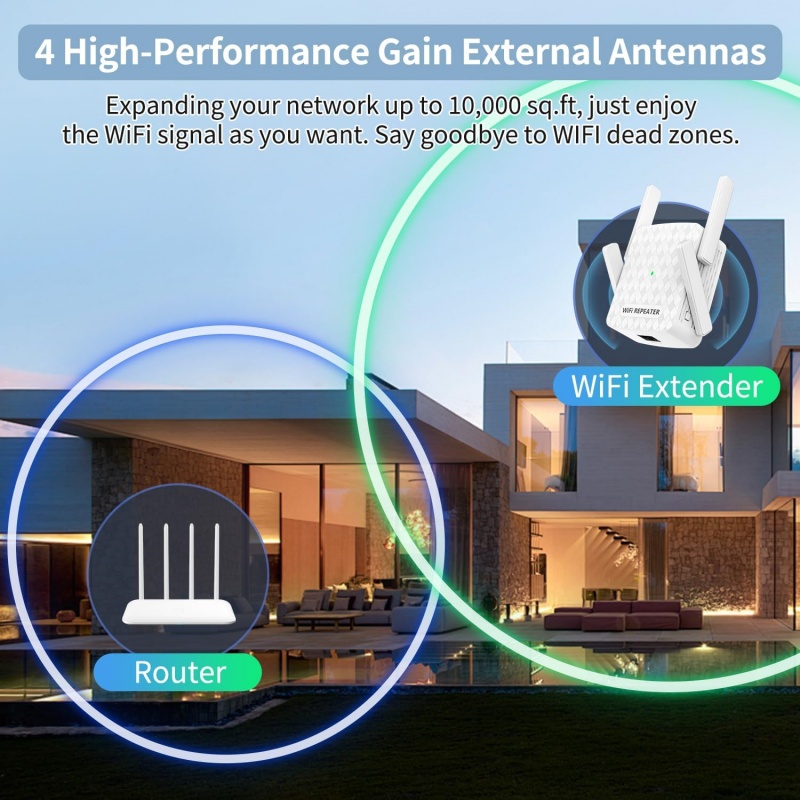 1200Mbps WiFi Repeater 2.4&5.8 - Home Security And Internet 评论和价格