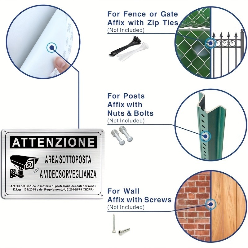 Italian Security Sign 20X30cm  - Home Security Camera 评论和价格
